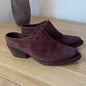 Born Maroon Suede Mules